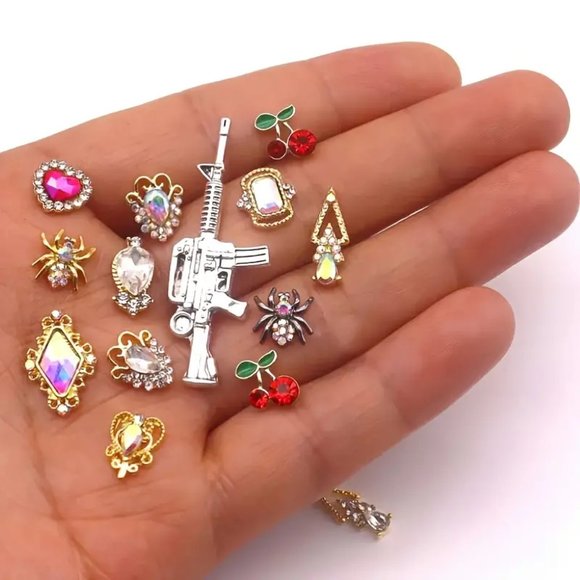 3D Alloy Nail Charms,Different Shapes 3D Crystals Zircon Large Rhinestones Metal - Picture 3 of 5